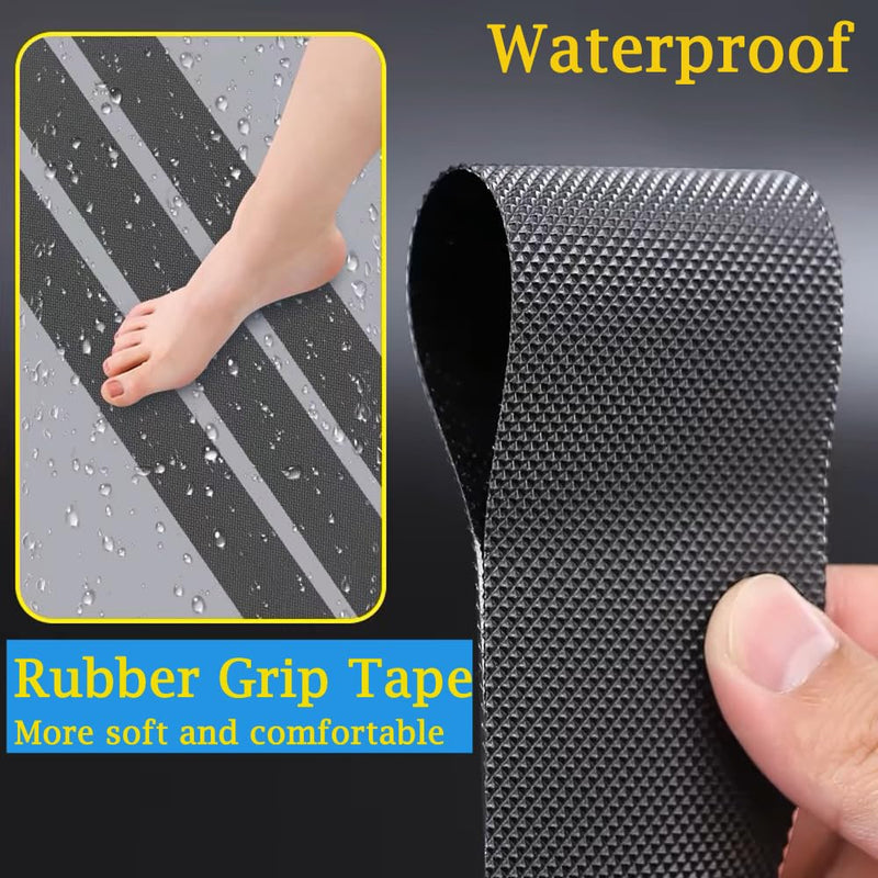 [Australia - AusPower] - Black Rubber Grip Tape Anti Slip Tape 1 Inch, 16.5 Feet, Heavy Duty Waterproof Non-Abrasive Tape Cushion Pad for Indoor & Outdoor, Making Handles or Contact Surfaces Safer 1" x 16.5Ft Black Roll 
