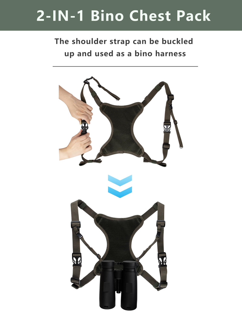 [Australia - AusPower] - Binocular Harness Chest Pack Magnetic Closure, Bino Case with Detachable Rangefinder Pouch, Camouflage Bino Bag with Adjustable Strap for Hunting, Field Observation Camo MP Medium 