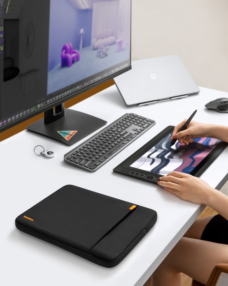[Australia - AusPower] - tomtoc 360° Protective Laptop Sleeve for 13.5-14.4 Inch Surface Laptop Studio/6/5/4/3, Surface Book, Water-Resistant Laptop Case for Acer Aspire/Swift 14, ASUS Vivobook/Zenbook 14, Jumper EZbook X3 Black 