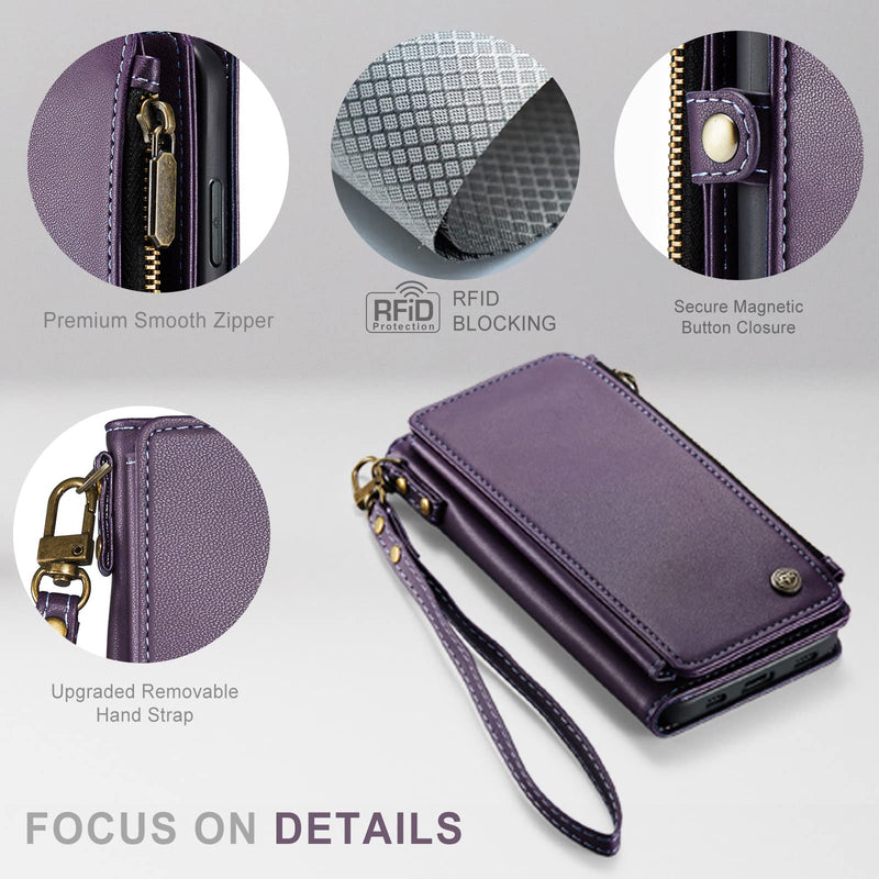 [Australia - AusPower] - Defencase for iPhone 11 Case, RFID Blocking for iPhone 11 Wallet Case for Women and Men with Card Holder, Zipper Pocket Magnetic Flip PU Leather Protective Cover for iPhone 11 Phone Case 6.1, Purple Elegant Purple 