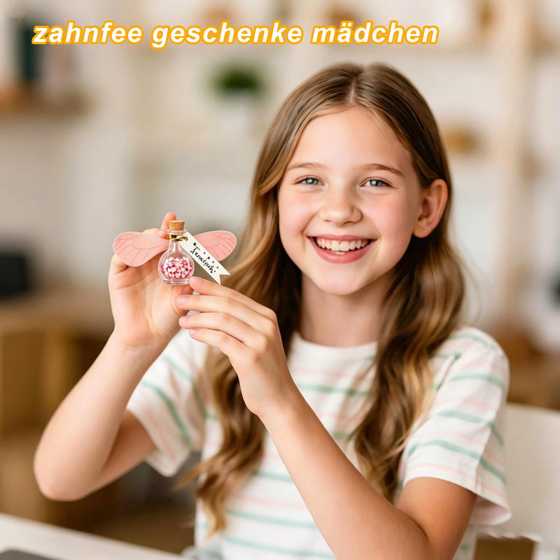 Tooth Fairy Gifts Girls with Greeting Card and Organza Bag - 10 x Magic Tooth Fairy Set with Flying Fairy, Lost Tooth Souvenir, Tooth Fairy Gift Magical Milk Tooth Surprise for Children Girls