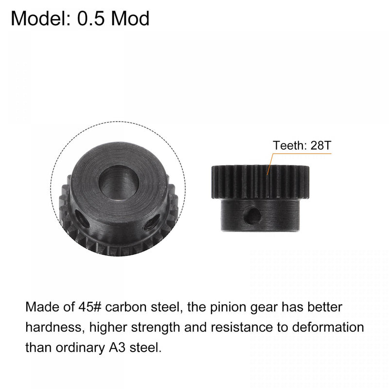 [Australia - AusPower] - uxcell 0.5 Mod 28T 4mm Bore 15mm Outer Dia 45# Carbon Steel Motor Pinion Gear Set 