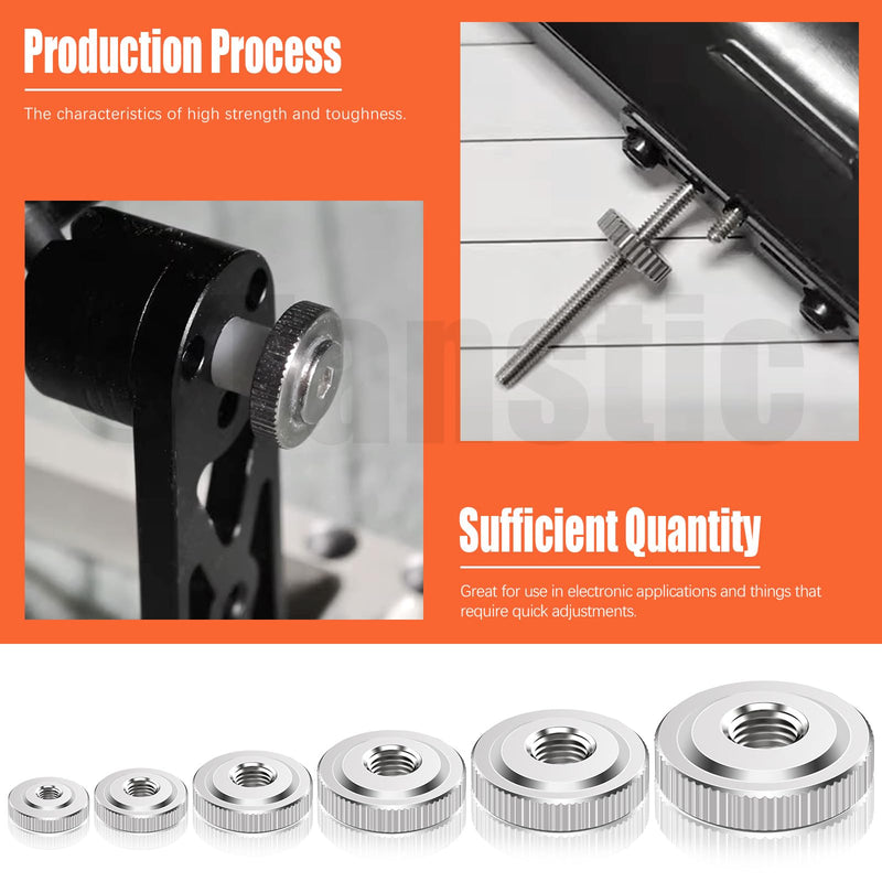 [Australia - AusPower] - Tanstic 46Pcs Round Knurled Thumb Nuts Conector Lock Adjusting Nuts M3 M4 M5 M6 M8 M10 Female Threaded Thin Type with Nickel Plated 