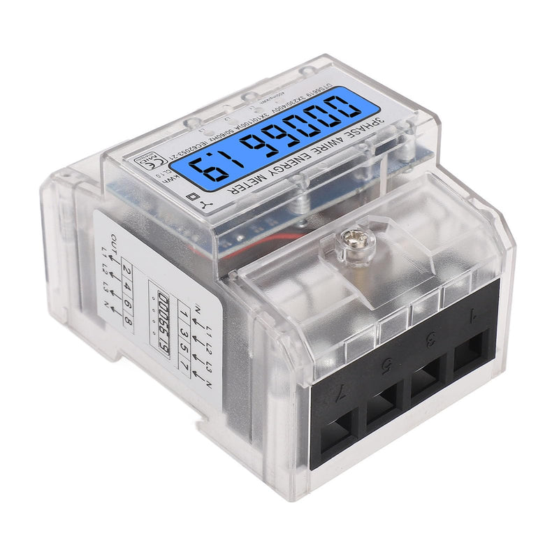 [Australia - AusPower] - 3 Phase 4 Wire Energy Meter, Energy Meter 3 Phase 4 Wire Backlit LCD Display DIN Rail Installation Electricity Meter 10 to 100A 230 400VAC, Ammeters 