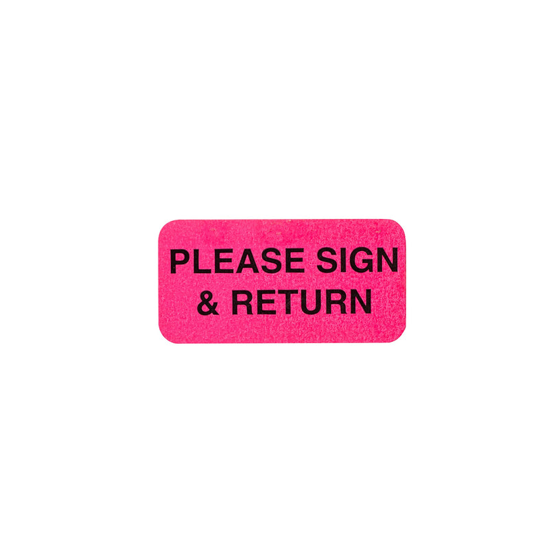 [Australia - AusPower] - Carstens Medical Stickers – Please Sign & Return Alert and Instruction Labels for Medical Charts, Pink and Black, Roll of 100 Patient Chart Labels, W1.5" x H.75" 