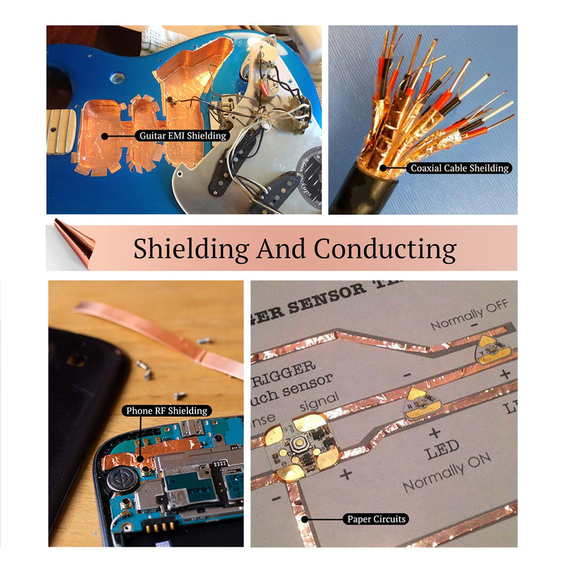 CHANZON Copper Foil Tape 5mm 7/32 inch x 66ft Double Sided Conductive Adhesive for Soldering,Electric,Stained Glass,Crafts,Repair,Paper Circuits,EMI & RF Shielding,Grounding,Guitars