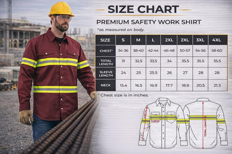 Premium High Visibility Safety Shirt - Full Sleeve Medium Light Grey