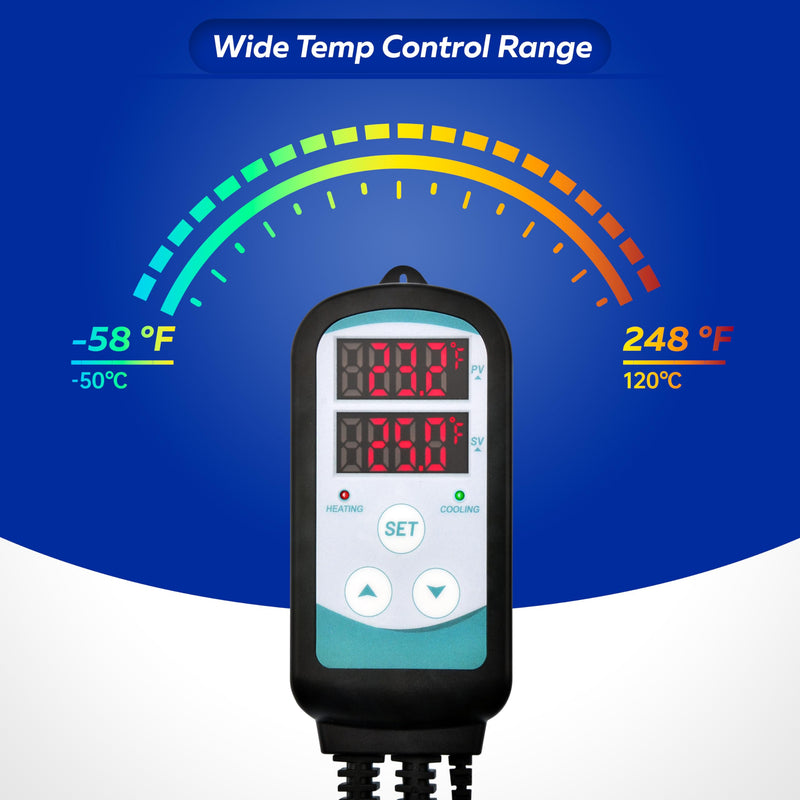 [Australia - AusPower] - Digital Temperature Controller,Dual Digital Temperature Controlled Outlet,Thermostat Plug,greenhouse heater with thermostat,110-240V 1500W ,Thermostat with Dual LED Display 