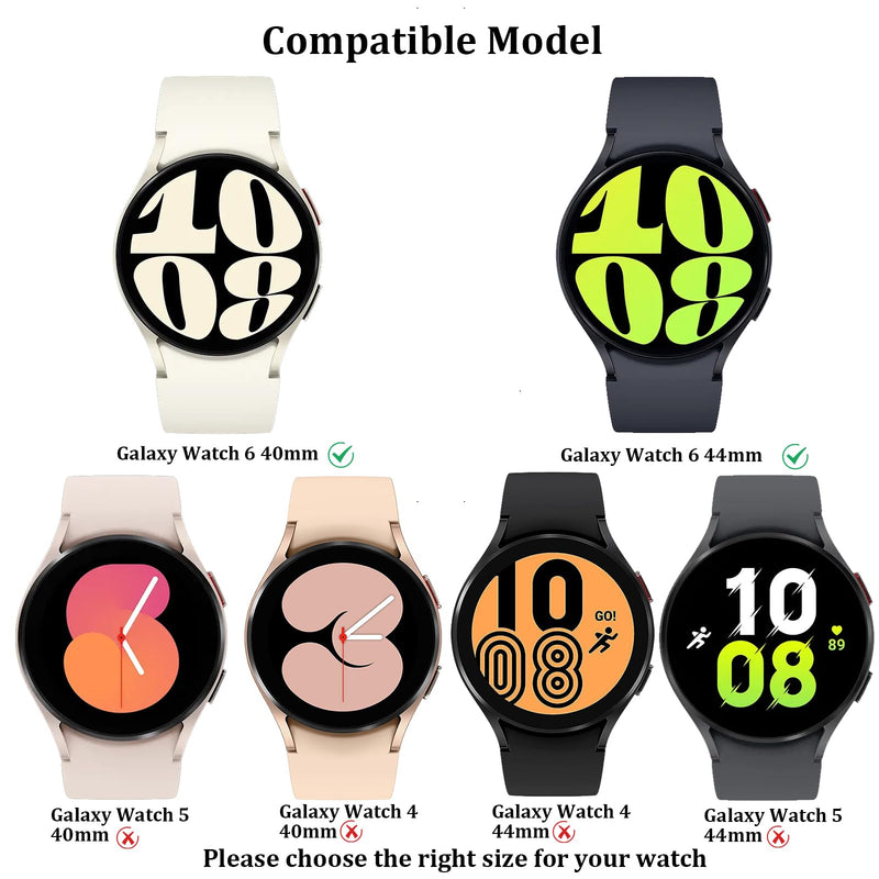 [Australia - AusPower] - [6+6Pack] for Samsung Galaxy Watch 6 Screen Protector Case 40mm, Anti-Fog Tempered Glass and Waterproof Hard PC Protective Bumper Cover Compatible with Galaxy Watch6 40mm Black/Clear/Ocean Green/Starlight/Pink/Purple Glaxy Watch 6 40mm 