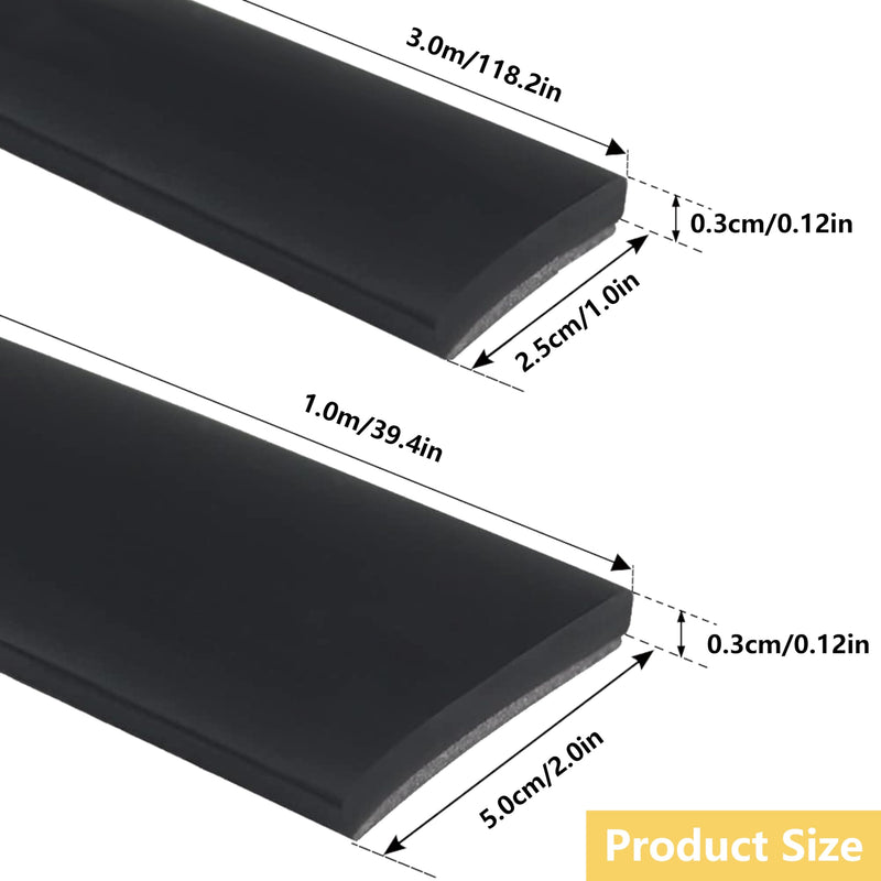 Rubber Strips with Adhesive Backing (1"&2" Wide x1/8" Thick x118&40" Long, 2 Sizes) – Industrial Insulation Neoprene Rubber Strips for Industrial Electrical Gaskets,Liner