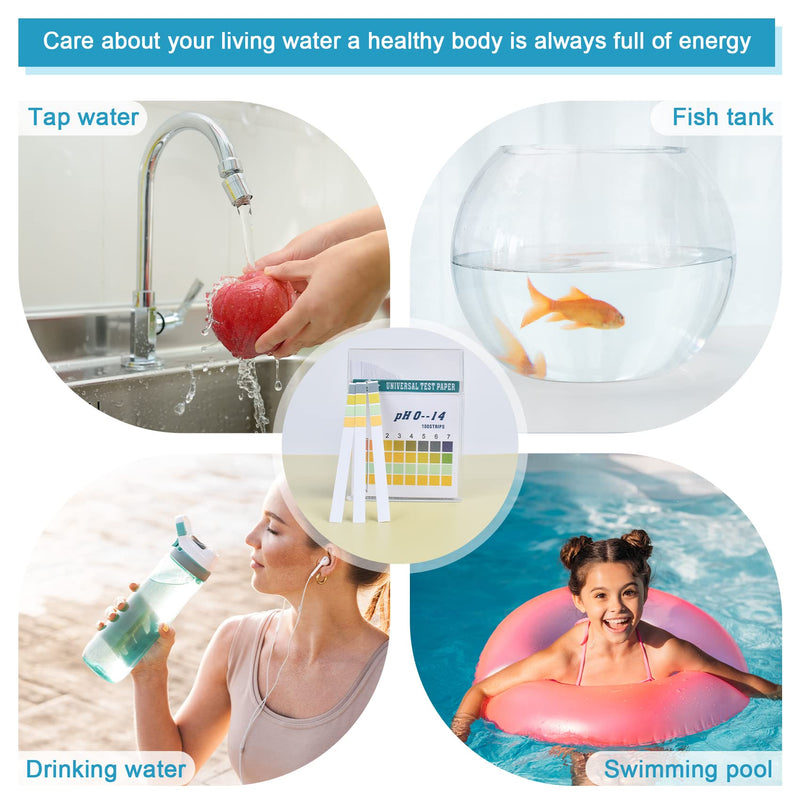 [Australia - AusPower] - PH Test Strips 0-14, 100PCS Universal PH Measure Paper Ph-Indicator Strip to Test Drinking Water, Food, Pools, Aquariums, Saliva, Urine, Lab Monitoring 