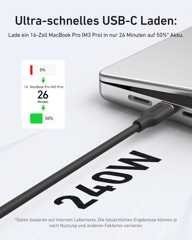 Anker USB C Cable, 240W, USB-C to USB-C Flow Cable (2 Pack) Type C Charger, Fast Charge for iPhone 16 Series, MacBook Pro 2020 and More (USB 2.0, 6ft, Black) | PD 3.0 Ladekabel USB C für iPhone 17 Pro Max/iPhone Air/16/15 Serie, Samsung Galaxy S24/S25,...