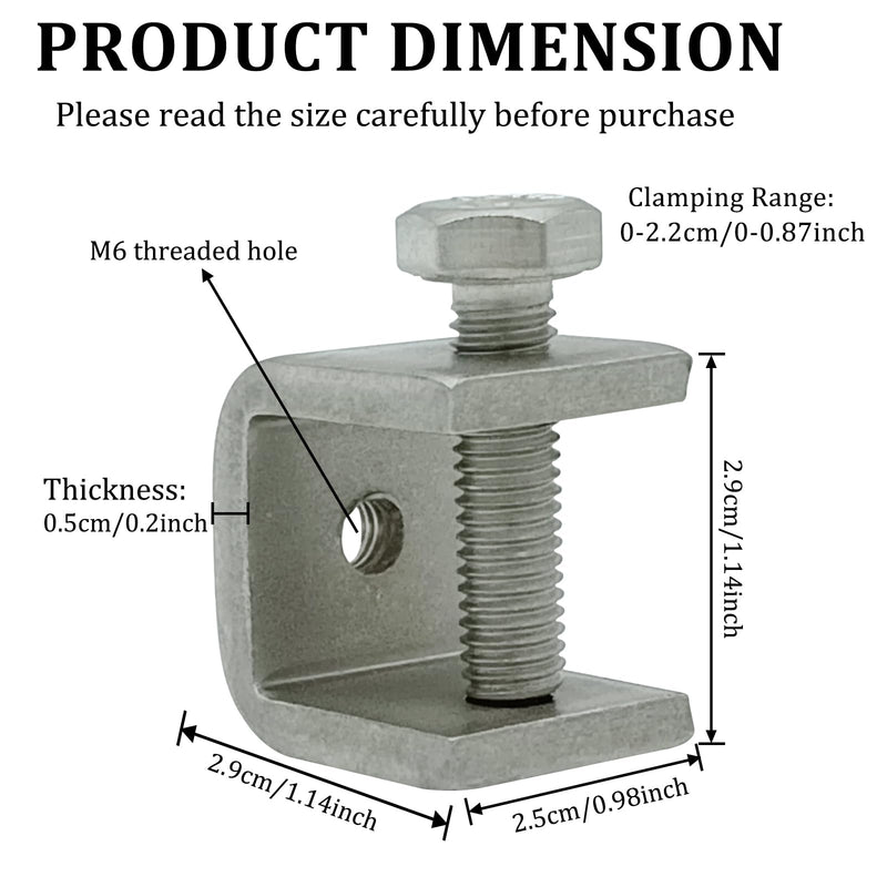 [Australia - AusPower] - 6-Pack 304 Stainless Steel C-Vise Clamps Heavy Duty C-Clamps C Clamps Mini with Stable Wide Jaw Openings Ideal for Home Decor Welding Carpenter Construction 