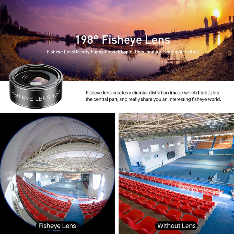 [Australia - AusPower] - Upgraded Phone Camera Lens Kit (5 in 1) - Macro Lens+Super Wide Angle Lens+Telephoto Zoom Lens+198 Fisheye Lens+CPL for iPhone, Pixel, Samsung, Android, Smartphones 5 in 1 