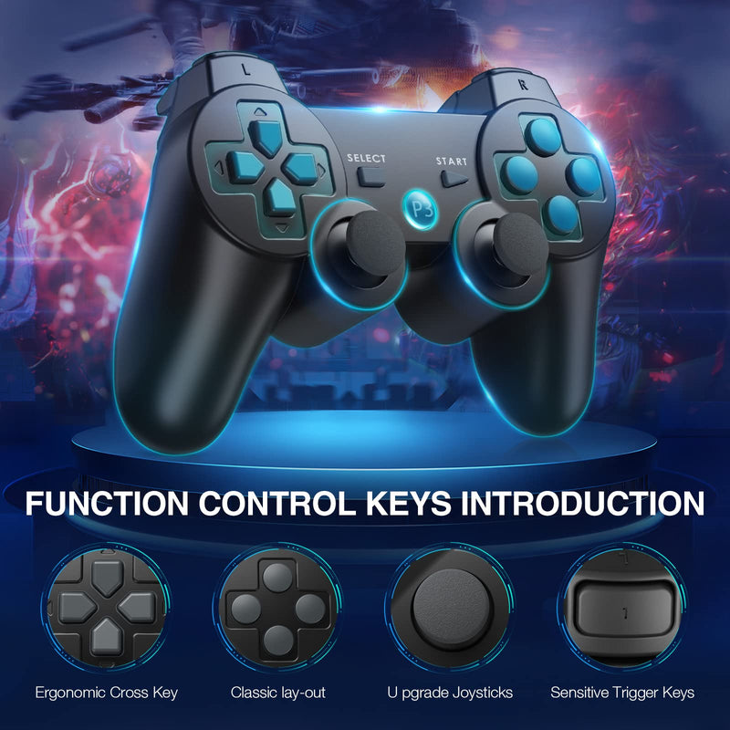 [Australia - AusPower] - Powerextra PS-3 Controller Wireless for Play-Station 3 High Performance Gaming Controller with Upgraded Joystick for Play-Station 3 