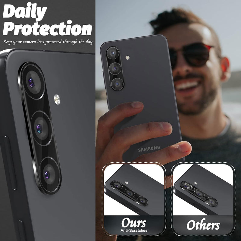 [Australia - AusPower] - DEERLAMN (3-Packs for Samsung Galaxy S24 Camera Lens Protector(6.2 Inch),9H Hardness Anti Scratch Easy Installation Tempered Glass - Black 