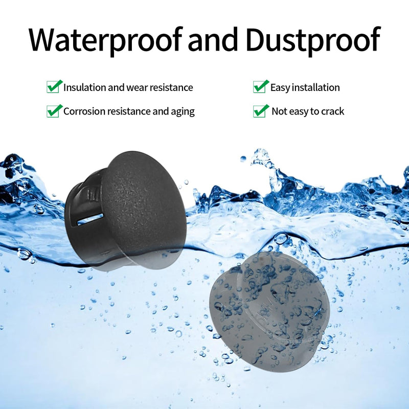[Australia - AusPower] - Plastic Hole Plugs, 180pcs Black Panel Knockout Locking Plugs, Round Drill Screw Hole Plugs Covers for Kitchen Cabinet Furniture Insert End Caps, 1" 3/4" 1/2" 3/8" 5/16" 1/4" 1/5" A-black Mixed 