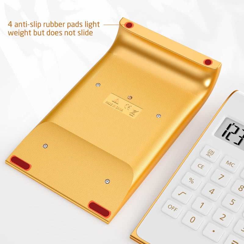 [Australia - AusPower] - Calculators, Desktop Calculator with Large LCD Display, 10 Digits Solar Power Basic Office Calculator, Gold Office Desk Supplies and Accessories 1 Gold 