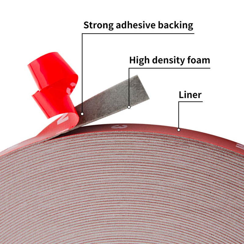 [Australia - AusPower] - ToLanbbt Double Sided Tape Heavy Duty Waterproof Mounting Adhesive Tape Foam Tape for LED Strip Lights Home Decoration Office Decorations (108Ft x 0.39" x 0.03") 108Ft x 0.39" x 0.03" 