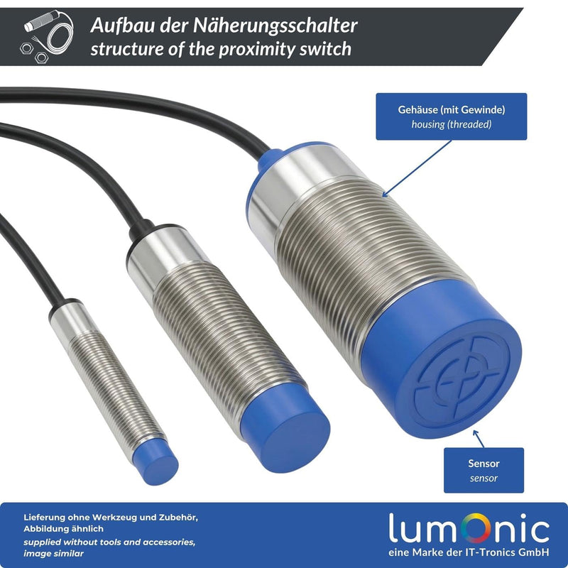 Lumonic Capacitive Proximity Switch 30 mm NPN I Proximity Sensor Opener - IP67 I Proximity Sensor with Nickel-Plated Brass & 6 to 36 V DC Voltage Opener Npn 30mm Capacitive