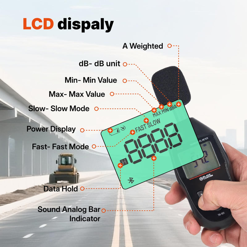 [Australia - AusPower] - BLACK CANYON Sound Level Meter – Digital DB Meter, Sound Decibel Meter, Decibel Reader, Noise Decibel Reader, 30–130dB, 30Hz–8kHz, A-Weighting, Max/Min, Data Hold, Auto Power-Off, LCD Display 