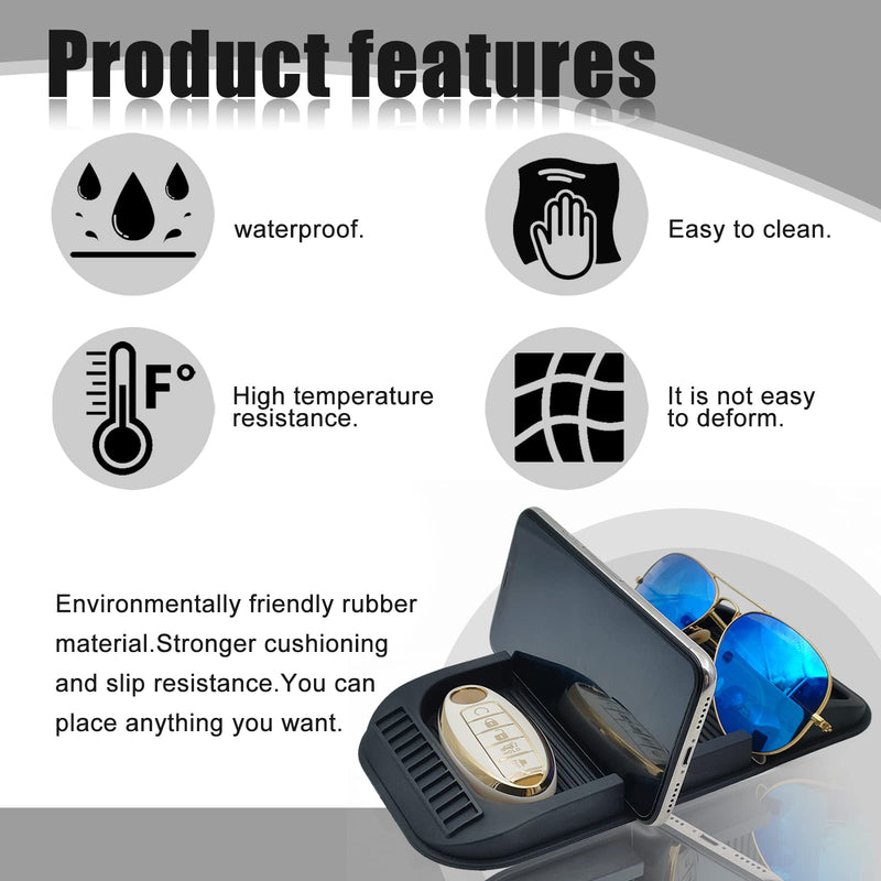 [Australia - AusPower] - Car Dashboard Cell Phone Holder, Anti-Slip Pad Double-Groove with Number Plate Auto Silicon Tray, Silicone Car Pad Mat for Various Dashboards,Phone GPS Keychains Sunglasses Mat 