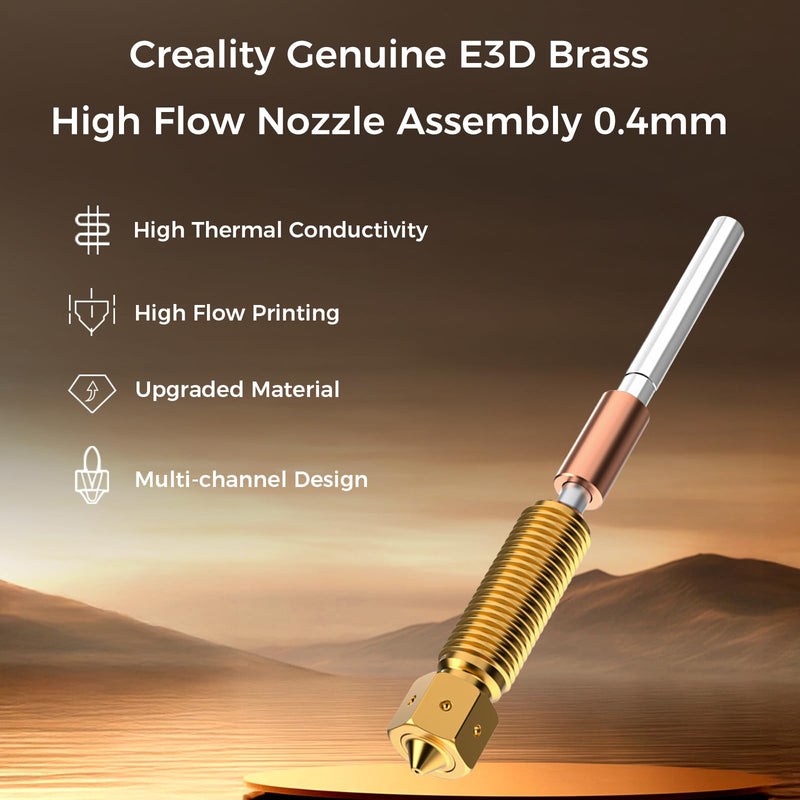 [Australia - AusPower] - Creality K1C E3D Nozzle, Genuine K1 SE Brass 600mm/s High Flow Extruder Hotend Nozzles Assembly 0.4mm, 3D Printer Nozzle Replacement For Ender 3 V3 SE KE/Ender 3V3/Ender 3 V3 Plus/K1/K1 Max/K2 SE 1PCS-E3D-Brass-0.4 