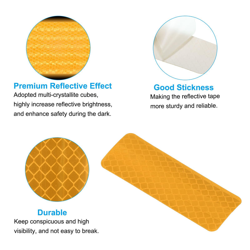 PATIKIL Reflective Stickers, 30 Pcs Safety High Visibility Reflective Sticker Waterproof Driveway Reflectors for Bicycle, Motorcycle, Fluorescent Yellow (Rectangle)