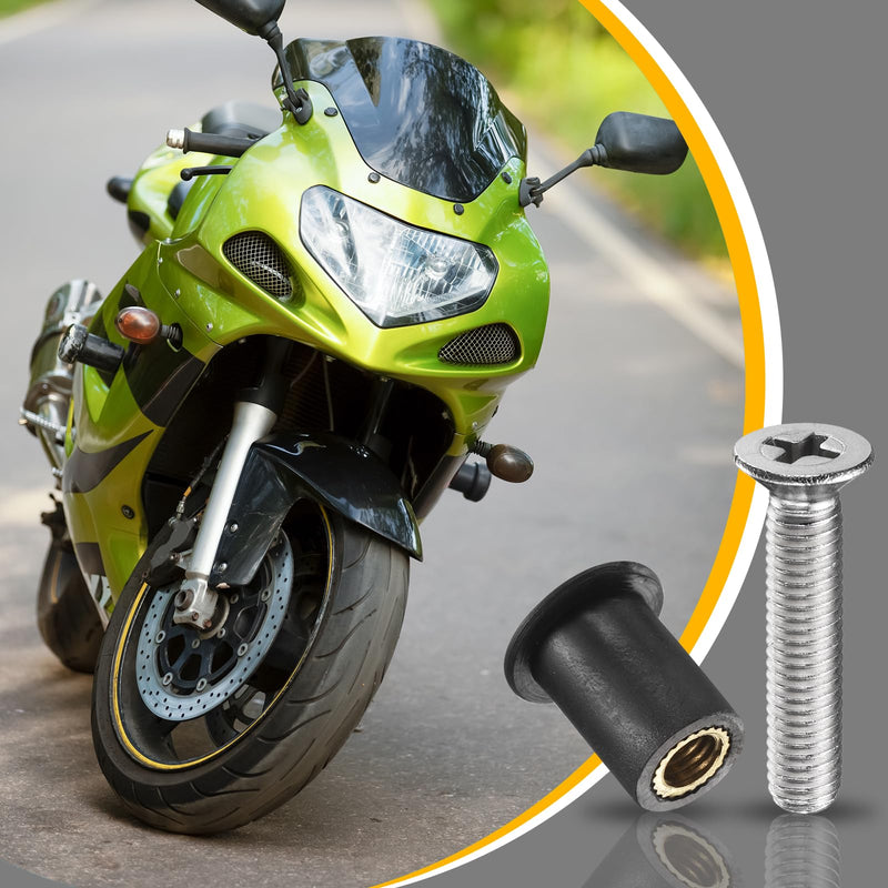 [Australia - AusPower] - uxcell 36 Pairs M4 M5 M6 Neoprene Well Nuts with Stainless Steel Screw, Rubber Well Nuts Kit Brass Copper Bolt, Universal Motorcycle Fasteners for Kayak Boat Windscreen 