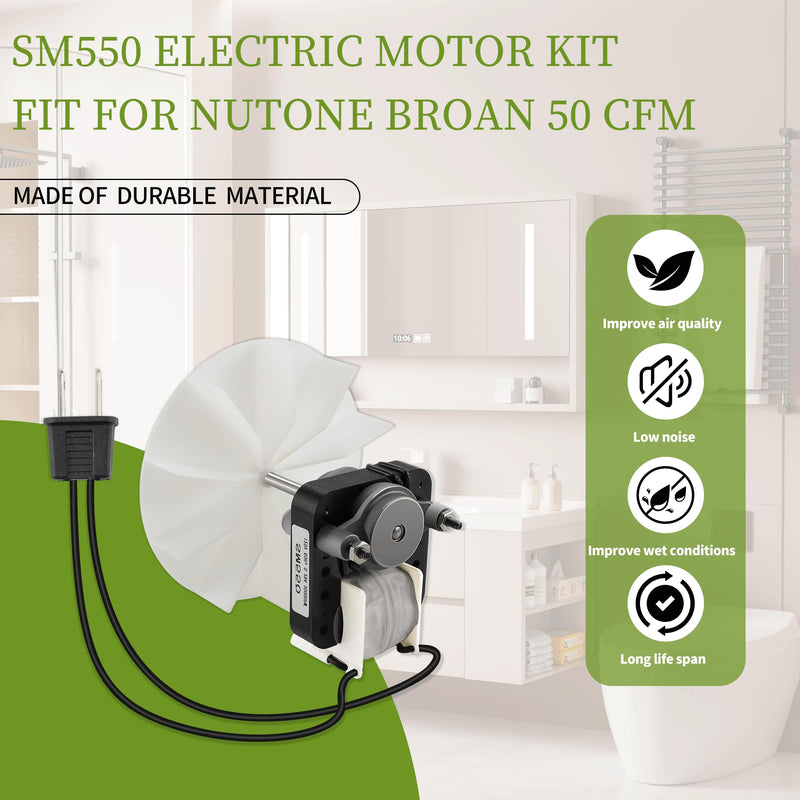 [Australia - AusPower] - Universal Bathroom Fan Motor Replacement by PANDEELS - SM550 Electric Vent Fan Motor Kit - Replacement for Nutone Broan 50 CFM 120V 3000 RPM - Replace C01575 65100 EM550 EM750 