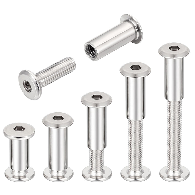 [Australia - AusPower] - 50 Sets Silver Furniture Bolts Hex Screw and Bolt Set - M6x20mm Metal Metric Thread Repair Kit for Wood Screw, Furniture Screws and Bolts, Tv Wall Mount Screws Kit 50 