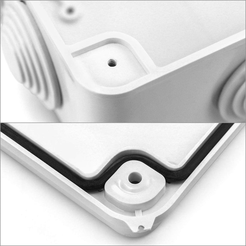 [Australia - AusPower] - QWORK® Surface-Mounted Junction Box 255 x 200 x 80 mm, Junction Box, Waterproof, Dustproof, IP65, ABS Plastic, Universal Electric Project Enclosure, White 
