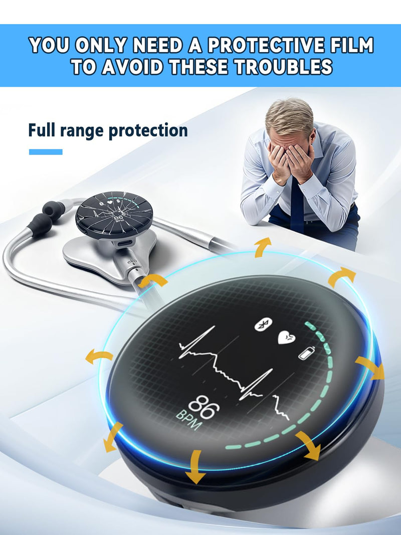 [Australia - AusPower] - Full Coverage 3D Curved Screen Protector Compatible with EKO CORE 500™ Digital Stethoscope, Anti-Scratch, Non-Glass, Soft HD TPU Transparent Film, EKO CORE 500 Accessory (2, Hydrogel Film) 2 