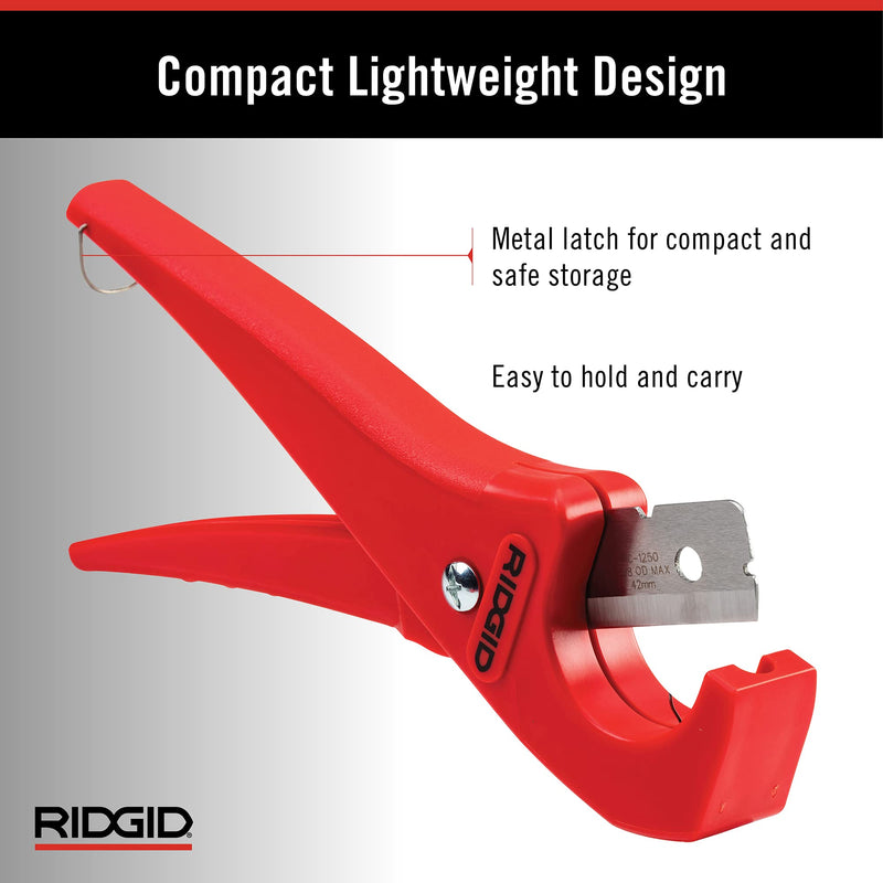 [Australia - AusPower] - RIDGID 23488 Model PC-1250 Single Stroke Plastic Pipe and Tubing Cutter, 1/8-inch to 1-5/8-inch Pipe Cutter Small 