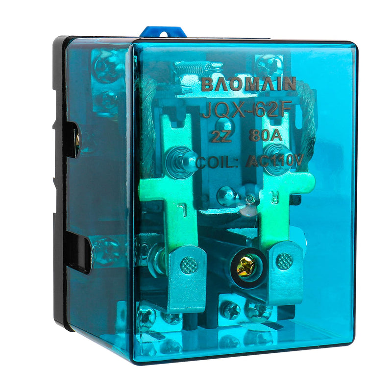 [Australia - AusPower] - Baomain High Power Relay JQX-62F-2Z Coil Voltage AC 110V 80A DPDT 2NO 2NC Electronmagnetic Relay 