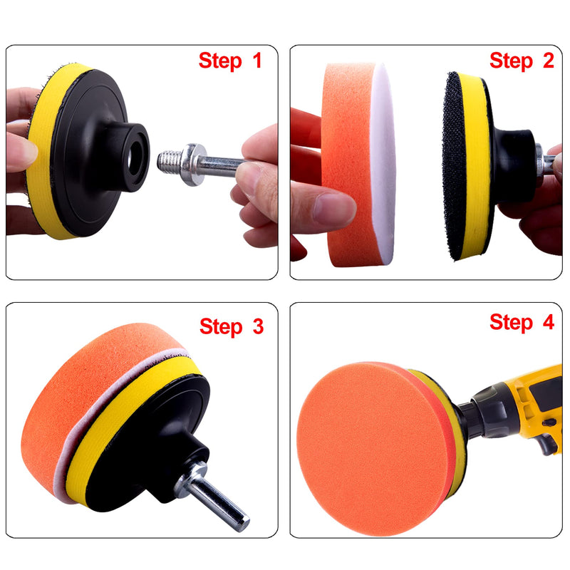 [Australia - AusPower] - SIQUK 16 Pieces Buffing Pads 6 Inch Car Polishing Pad Kit Foam Polish Pads Wax Buffer Polisher Attachment for Drill 