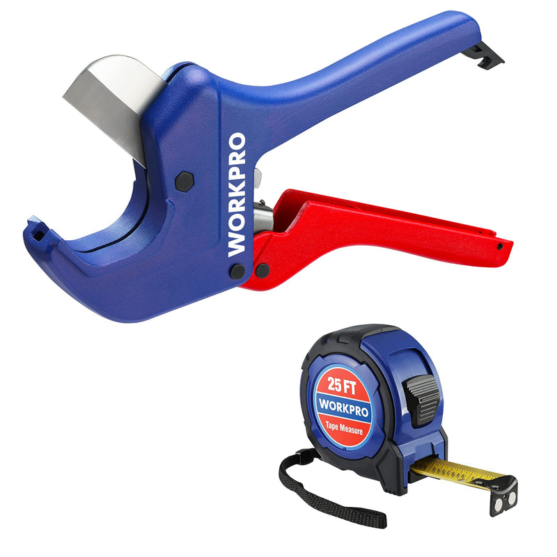 WORKPRO Ratchet PVC Pipe Cutter Tool & WORKPRO 25FT Tape Measure