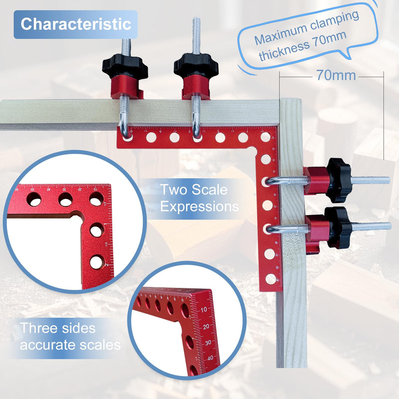 Corner Clamp for Woodworking, 2 Pcs 90 Degree Right Angle Corner Clamps, Premium Aluminum Alloy 5.5"x5.5" Squares for Precise Positioning & Clamping, Ideal for Cabinet & Picture Frame Assembly 2 Pcs Right Angle Clamps