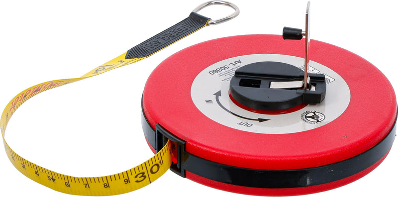 BGS DIY 50880 | Roll Tape Measure | 12.5 mm x 20 m | Fibreglass Tape | Foldable hand crank | dirt and weather resistant | metric scale on both sides