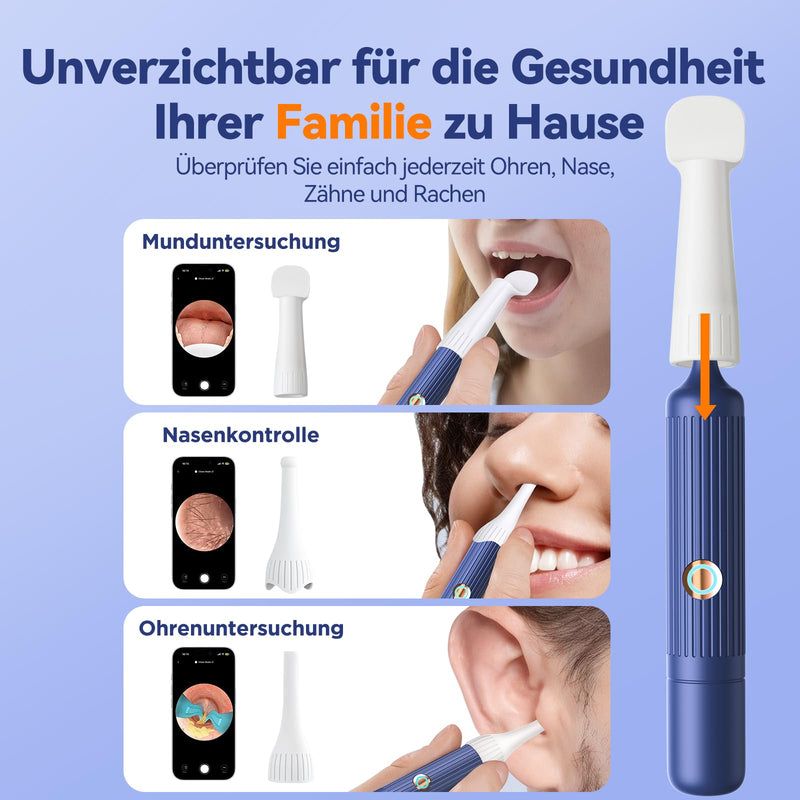 Ear Wax Remover Otoscope: 1920P HD WiFi Flexible Ear Cleaner with Camera - 2025 New 360° Wide Angle Ear Cleaner with Light for Ears/Nose/Neck Examinations Otoscope for Adults Children