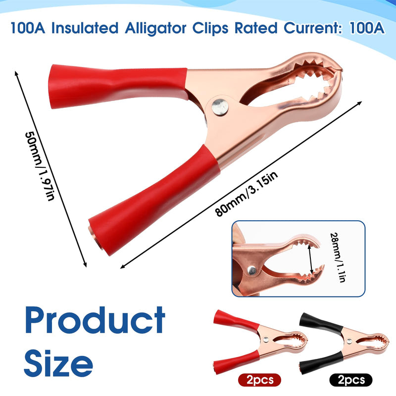 [Australia - AusPower] - 4 Pcs Insulated Alligator Clips, 50A Heavy Duty Alligator Clamps Black Red Boot Metal Spring Loaded Truck Car Battery Electric Test Clips for Car Automotive Vehicle Boat 