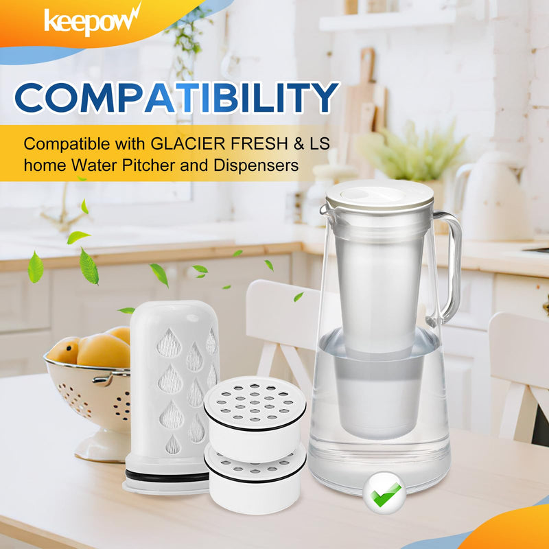 KEEPOW Water Filter Replacement for Lifestraw Home Dispenser 18 C/Glass 7 C/Plasti 10 C/Plastic Pitcher 7 C, 6 Activated Carbon + Ion Exchange Filter & 1 Membrane Micro Filter 6+1 Pack