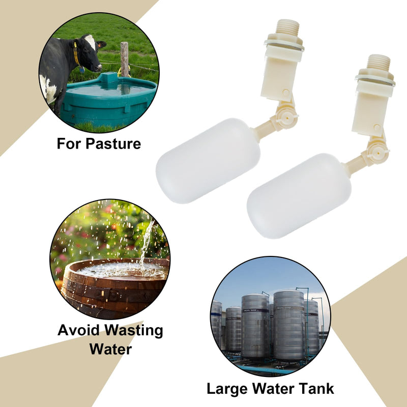 [Australia - AusPower] - 6 Pack 1/2 Inch Float Valve Plastic Water Float Ball Valve with Adjustable Arm Automatic Fill for Control Water Level to Water Trough Water Tank Ponds 