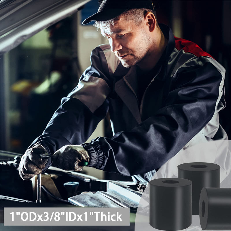 [Australia - AusPower] - 12 PCS Multi Purpose Rubber Spacer 1 Inch OD x 3/8 Inch ID x 1 Inch Thickness, Rubber Bushing Anti Vibration Spacer Thick Rubber Washers for Home and Car 1 x 3/8 x 1 Inch 