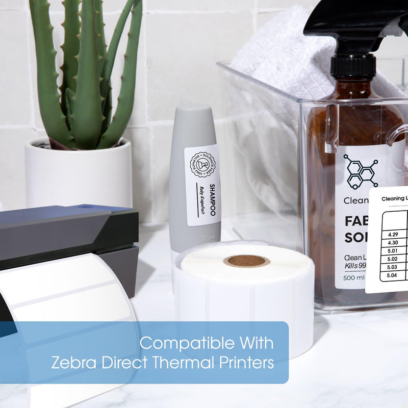 Spartan Industrial - 1" X 0.5" Direct Thermal Labels (24000 Count, 10 Rolls) - Barcode Stickers, SKU Labels, Small Item Identification - Compatible with Zebra Printers, NOT Rollo Compatible 1" X 0.5"