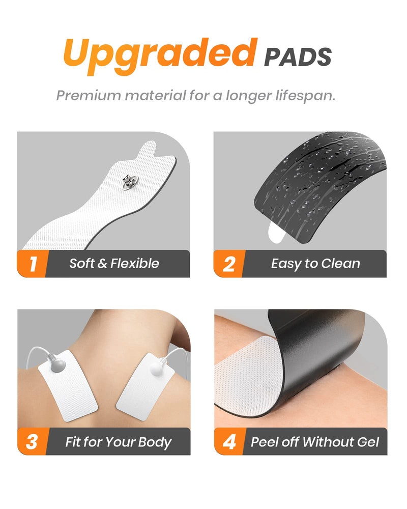 [Australia - AusPower] - 10-Pack TENS Unit Replacement Pads, Rectangular Snap TENS Electrode Pads with self-Adhesion for 50 Times, AVCOO Latex-Free 1.8"X3.8" TENS Pads Compatible with TENS EMS Devices Use 3.5mm Button Leads 