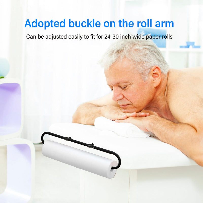 Massage Paper Roll Holder, Aluminum Massage Table Paper Holder with Bandage Strap for 24-30 Inch Paper Rolls