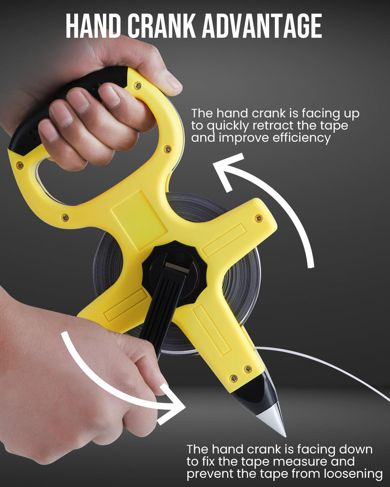 Lichamp Long Tape Measure 165FT/50M, SAE Metric Steel Tape Reel for Engineer, Field and Yard