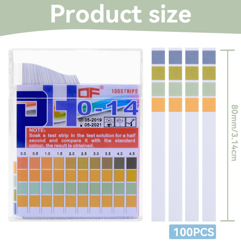 [Australia - AusPower] - Pack of 100 PH Test Strips, PH Value Test Strips Measuring Test, Urine Test Strips Bases, PH Strips Pool Floor, Urine Test Strips Strips for Home, Aquariums, Laboratories, Measuring Range (0-14) 
