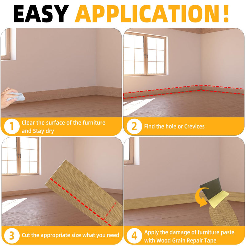 [Australia - AusPower] - Oak Wallpaper, 2.4 inch X 15ft Self Adhesive Wood Grain Repair Tape Oak Repair Patch for Tables, Chairs, Baseboards, Doors, Windows, Floors, Handicraft DIY. 2.4"x 15ft 